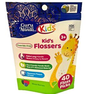 Gurunanda Dental Floss Picks for Kids, Extra-Long Giraffe-Shaped Picks - 10 Pack